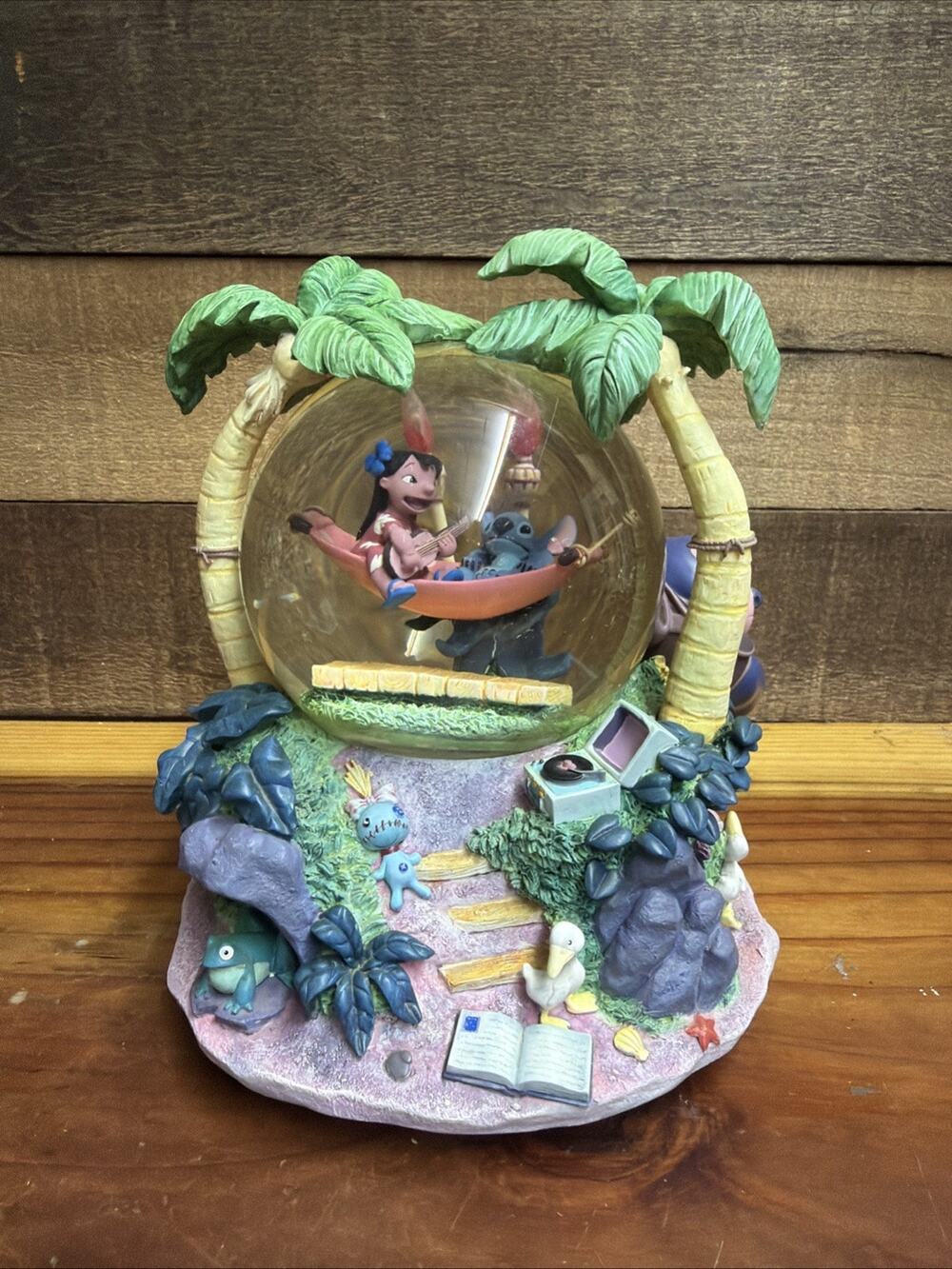 Vintage Disney Lilo and Stitch Musical Snow Globe Plays “Aloha Oe” -no Light